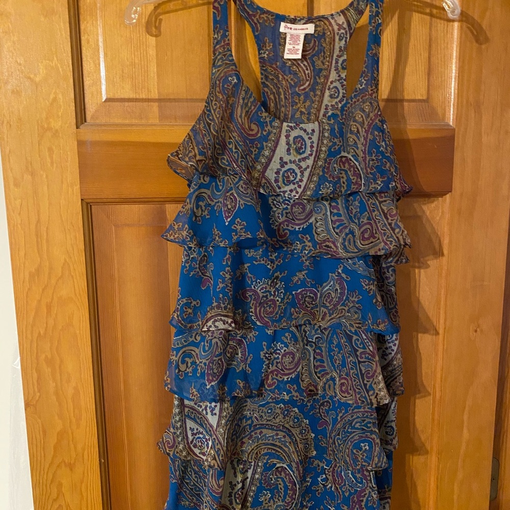 Blue floral ruffle mini dress